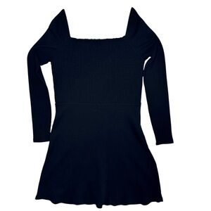American Eagle Black Long Sleeve Square Neckline Mini Dress | Size Tall …